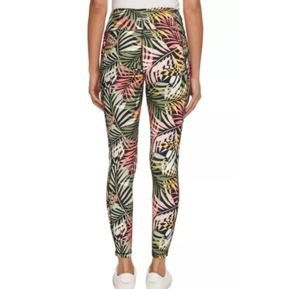 DKNY Athletic Pants S Midweight Sport Compression Legging Tropical Activewear - Picture 9 of 9